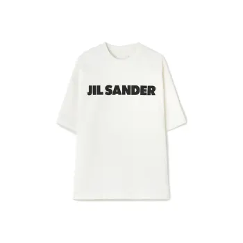 JIL SANDER Boxy Fit Logo Print Cotton T Shirt