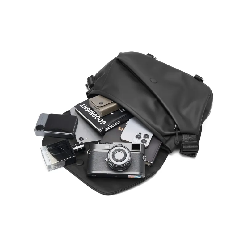 MOYYI PVC Shoulder Bag Large Size Men's Black-1
