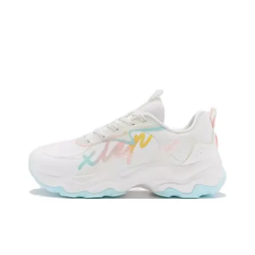 XTEP Man Dance Cushioning Wear-Resistant Low-Top Running Shoes Women's White Pink Blue