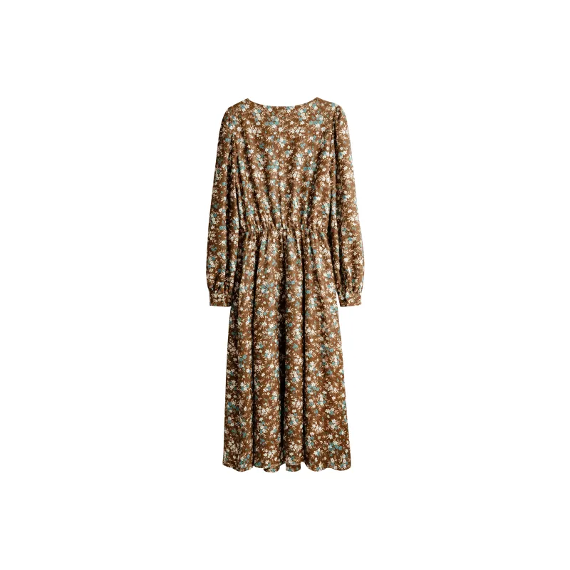 Olrain Long Sleeved Dresses Women's Coffee-1