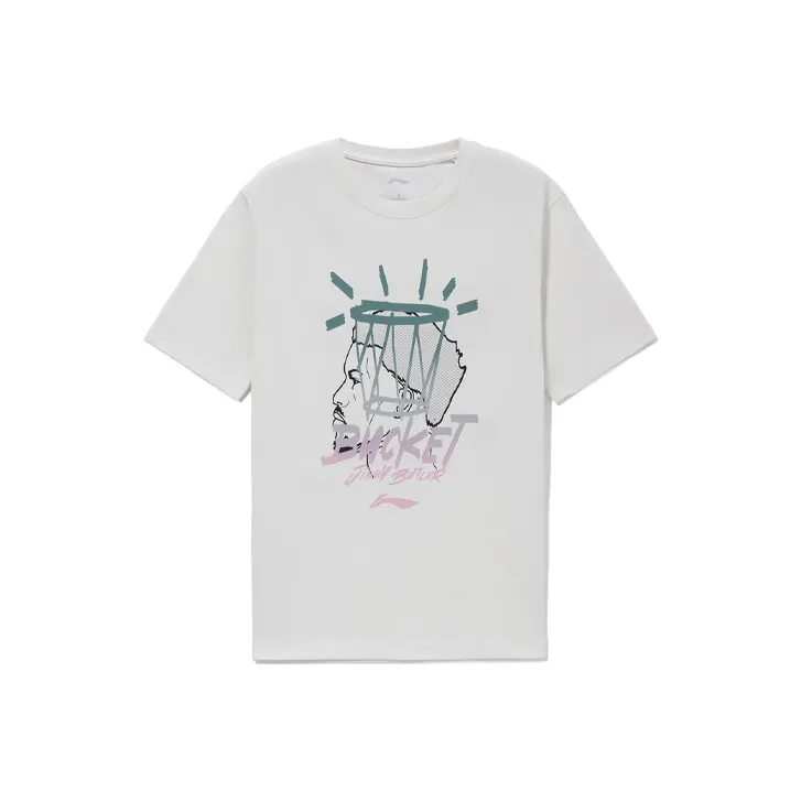 LiNing Professional Basketball Collection Sports Basketball Collection T Shirt Men's White-0