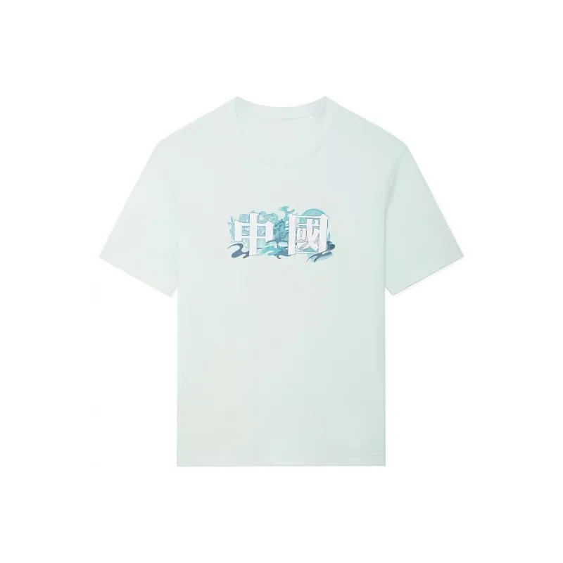 LINING Sports Life Collection T Shirts Men Soft Aqua Blue-0