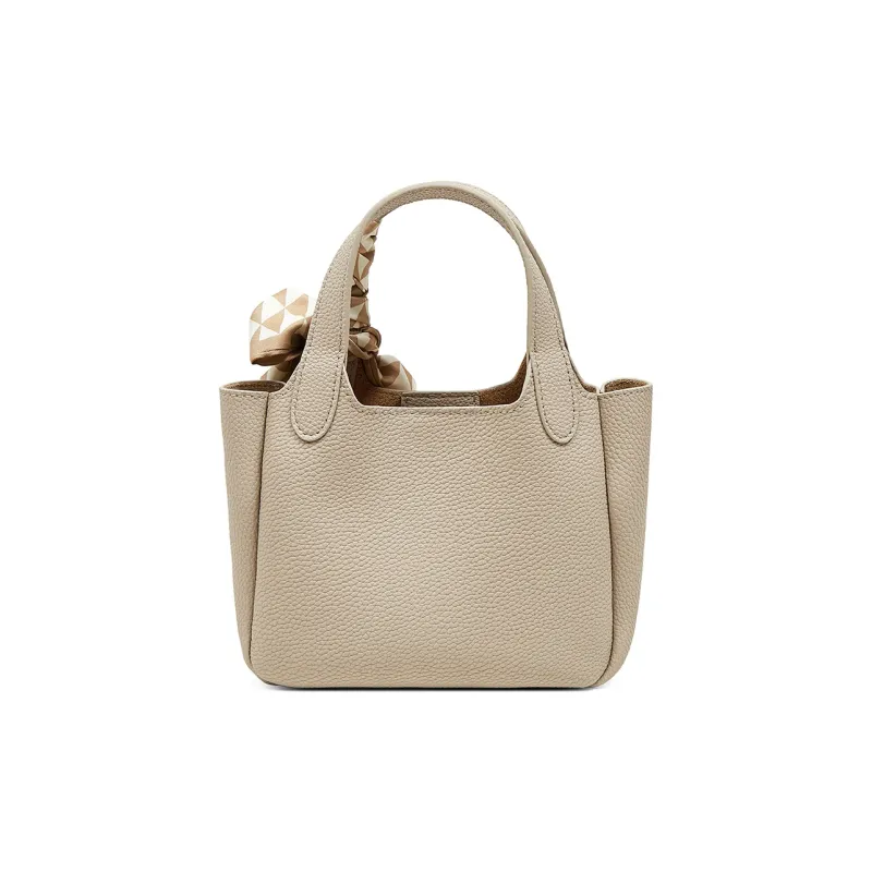 Teenmix Synthetic Leather Handbag, Basket Bag, Shoulder Bag, Crossbody Bag Regular Women's Milk Tea-3
