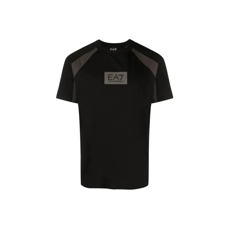 EMPORIO ARMANI EA7 Logo Print Crew Neck Short Sleeved T Shirt T Shirt Men's-0
