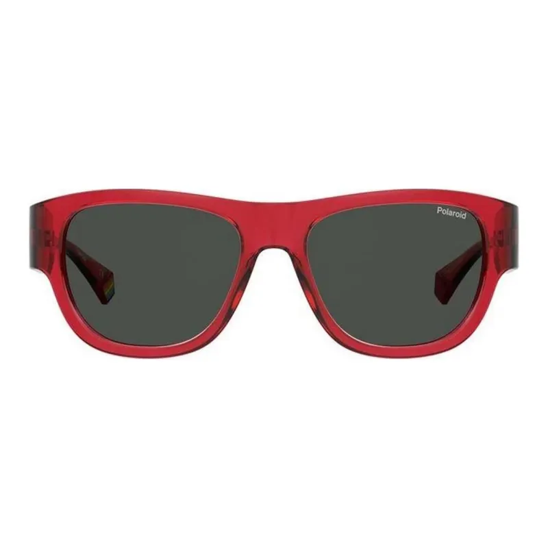 Polaroid Acetate Metal Square Sunglasses Unisex Red-1