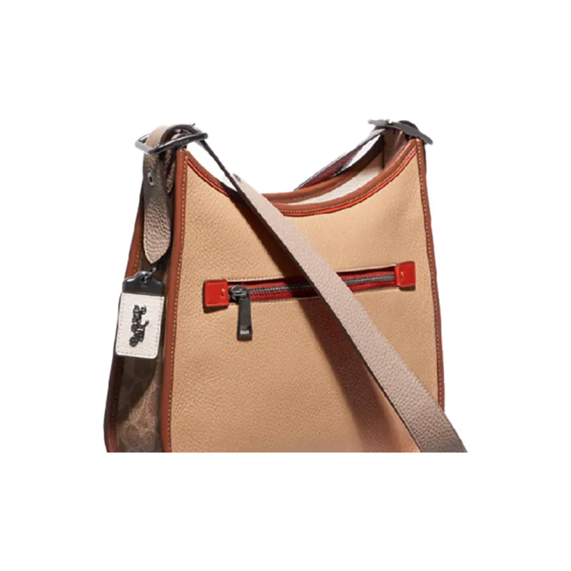 COACH Emery Canvas With Leather Shoulder Bag, Crossbody Bag Large Size Women's White & Multicolor-3