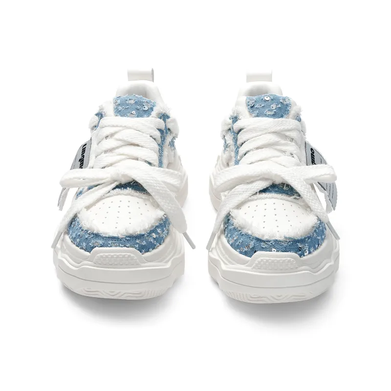 LINGMO Casual Shoes Unisex Low Top White, Blue, Gray-6