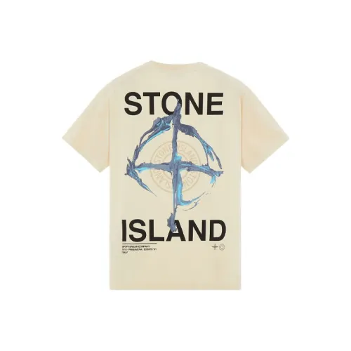 STONE ISLAND T Shirts Men Beige Yellow