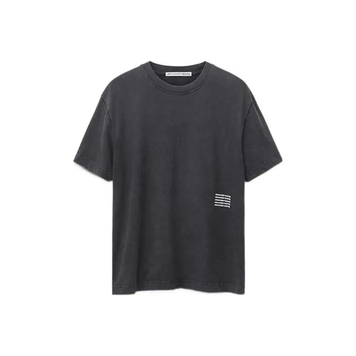 Alexander Wang Repeated-logo Print Acid-wash T-shirt-0