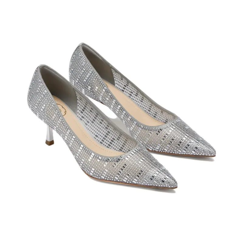 73Hours Slim Heel High Heels Women's Silver-2