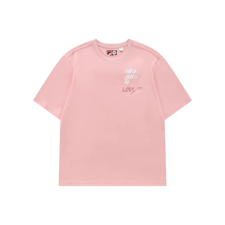 FILA FUSION Drop Shoulder Sleeve T Shirt Unisex Youth Pink-0