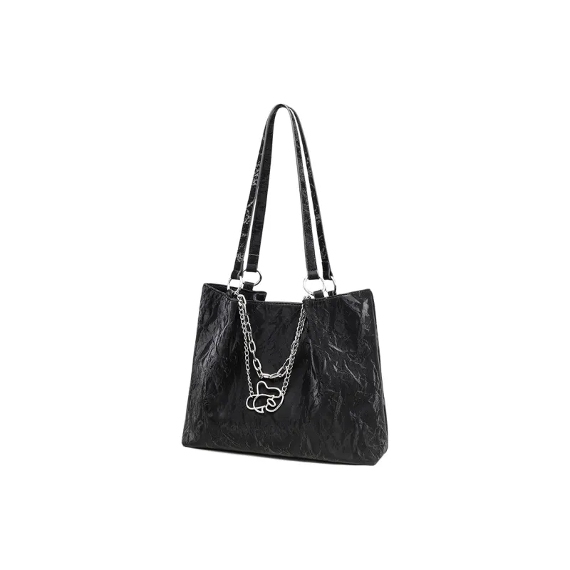 COMELY Synthetic Leather Tote Bag Shopping Bag Shoulder Bags Women's Black-2