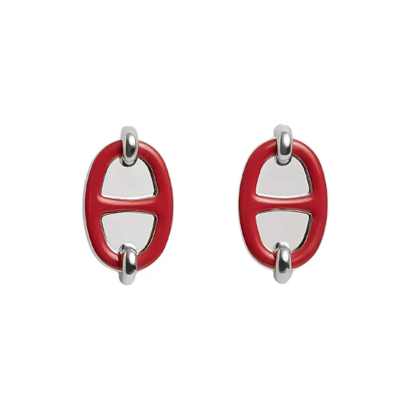 HERMES Metal Earrings Women's Red-0