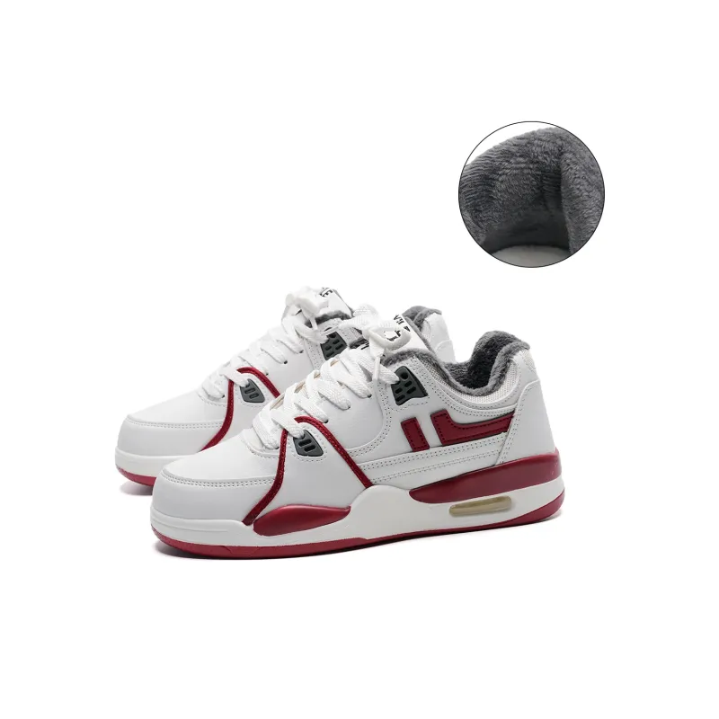 Circle Small Height Increasing Wear Resistant Breathable Slip Resistant Low Top Skateboard Shoes Unisex White-25