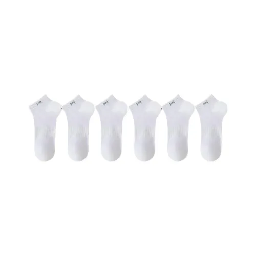 MIIOW No Show Socks Men's 6 Pack Pure White