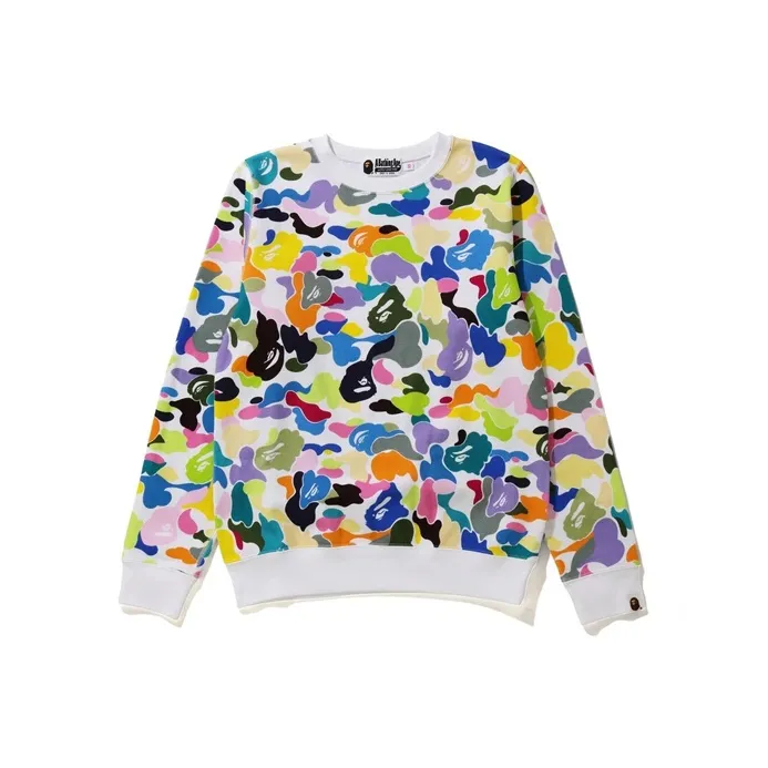 A BATHING APE Multi Camo Wide Fit Crewneck White-1