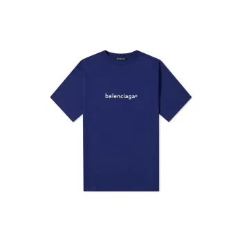 Balenciaga T Shirt Loose Fit Style Men's Blue