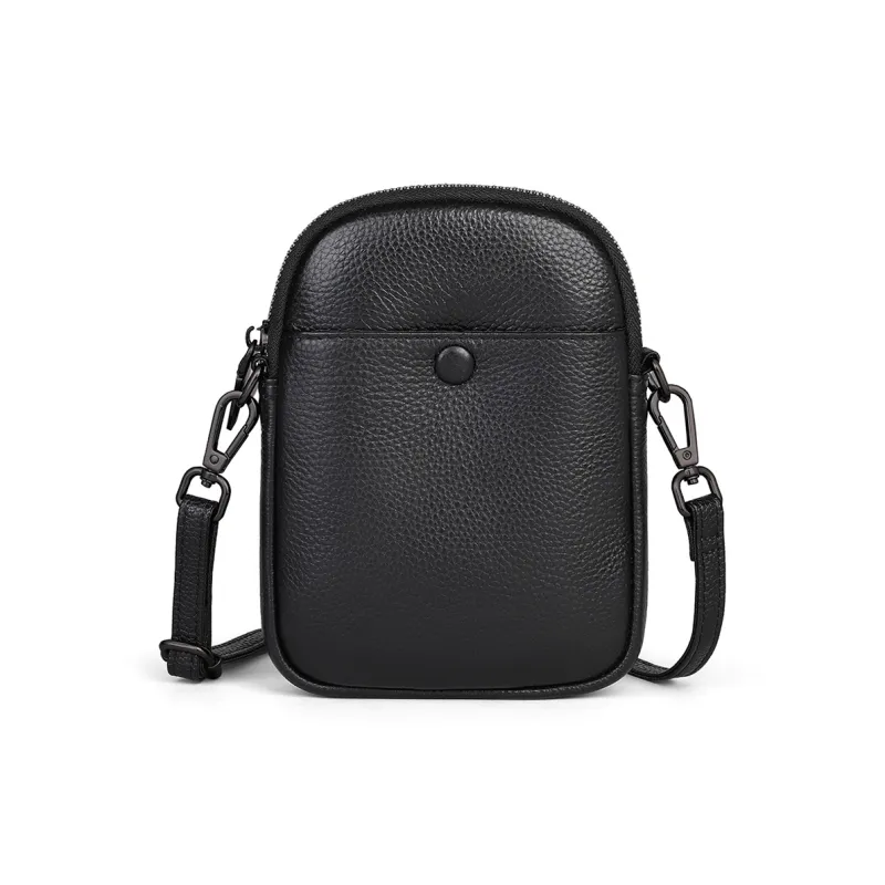 MILLIE'S Cow Leather Shoulder Bag, Crossbody Bag Trumpets Women's Black-3