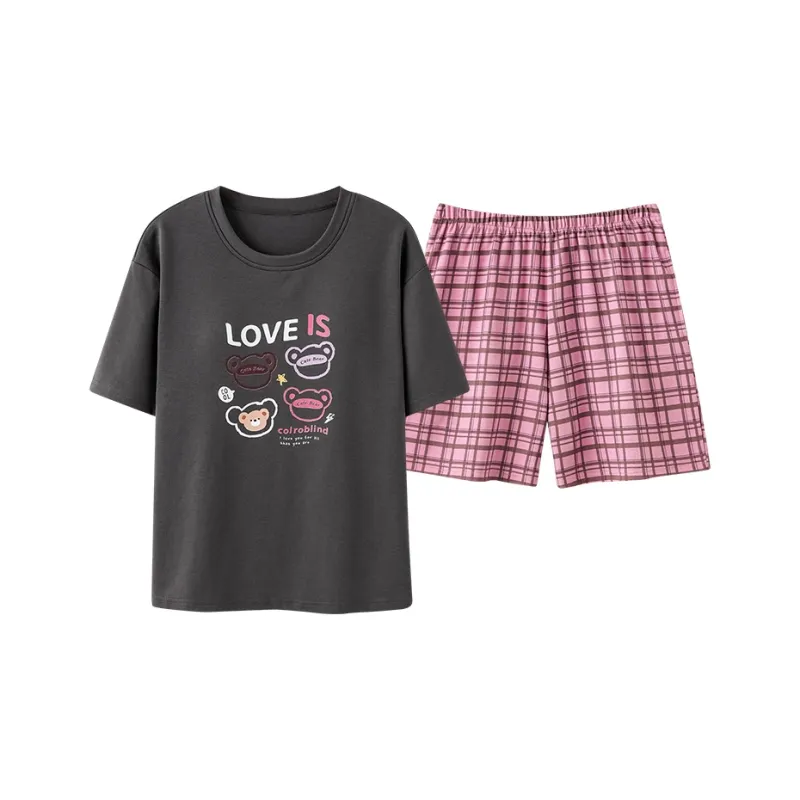 Cotton Gene Pajama Set Women's Black-0