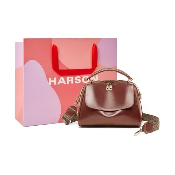 HARSON Cow Leather Handbag Shoulder Bag Regular Women's Wine Coffee