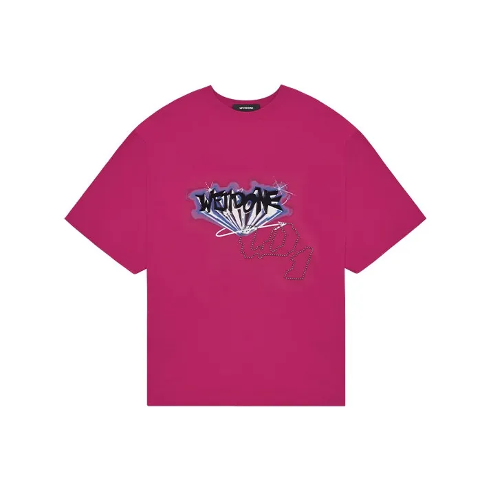 WE11DONE T Shirts Unisex Hot Pink-0