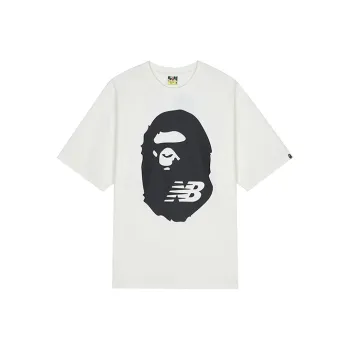 New Balance X BAPE Men's Collaboration Retro Logo Print Crewneck T Shirt White
