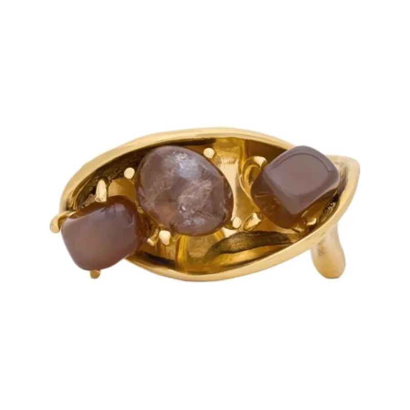 SAINT LAURENT Brass, Agate, Chalcedony Bangles Women's Gold-4