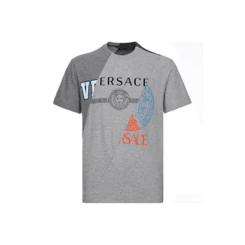 VERSACE T Shirt Men's Gray Multicolor