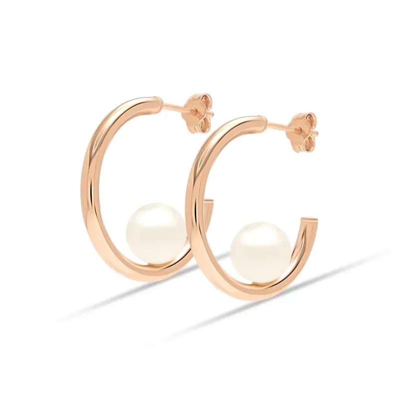 Pandora Pearl Earrings Unisex Rose Gold-2