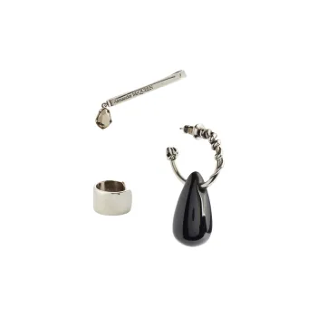 Alexander McQueen Gemstone, Brass Clip On Earrings Women's Silver