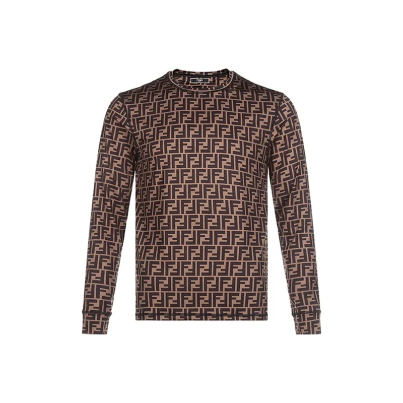 FENDI T-Shirts Men Brown Black-0