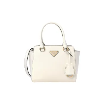 PRADA Cow Leather Handbag Mini Women's White