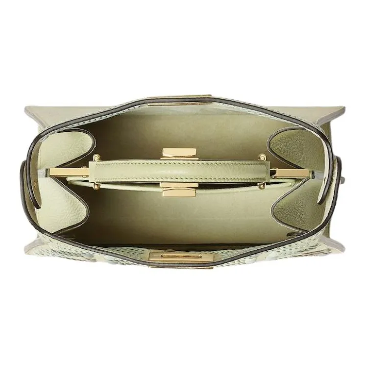 FENDI Peekaboo ISeeU Calfskin Shoulder Bag, Crossbody Bag, Handbag Small Size Women's Green-3