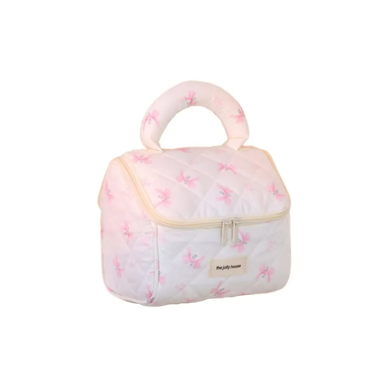 Boniu Cotton Makeup Bag Regular Unisex White/Yellow/Pink-3