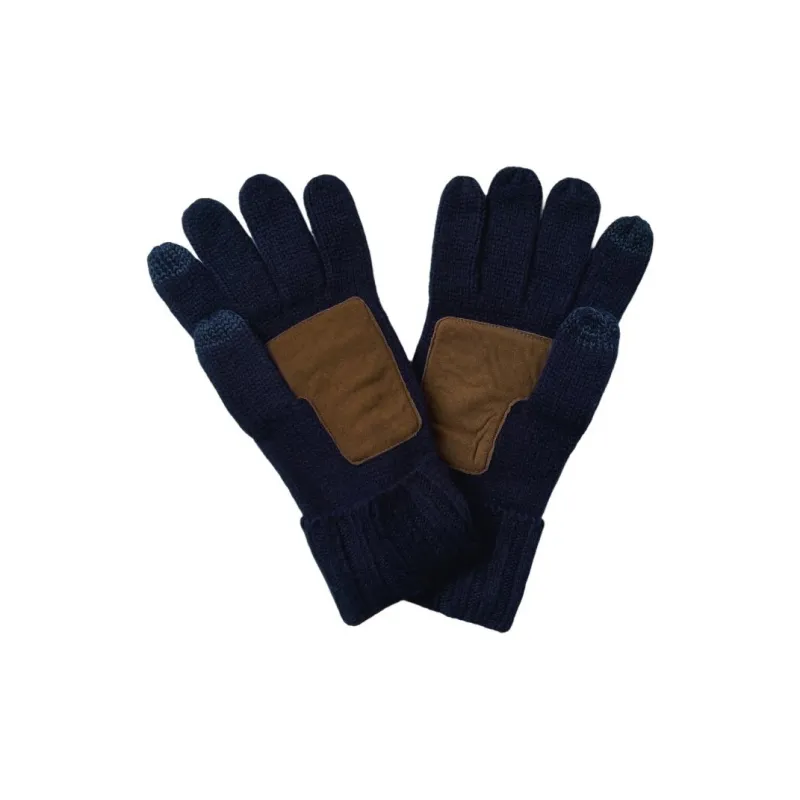 Polo Ralph Lauren Merino Wool Leather Knit Gloves Unisex Dark Blue-0