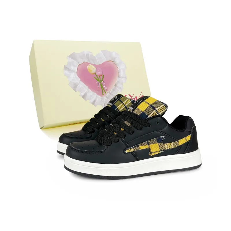 FULLXUAN Low-Top Skateboard Shoes Women's Black Red-5