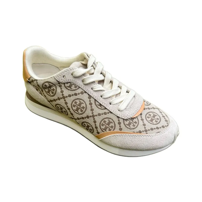 TORY BURCH T Monogram Destiny Low Top Casual Shoes Women's Umber & Lime Gray-1