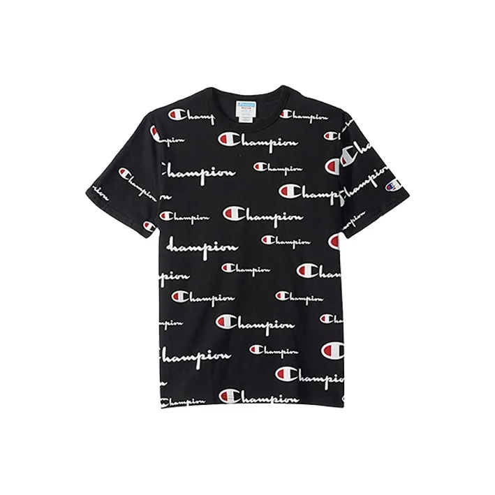 Champion Straight T Shirt US Version Unisex Black-0