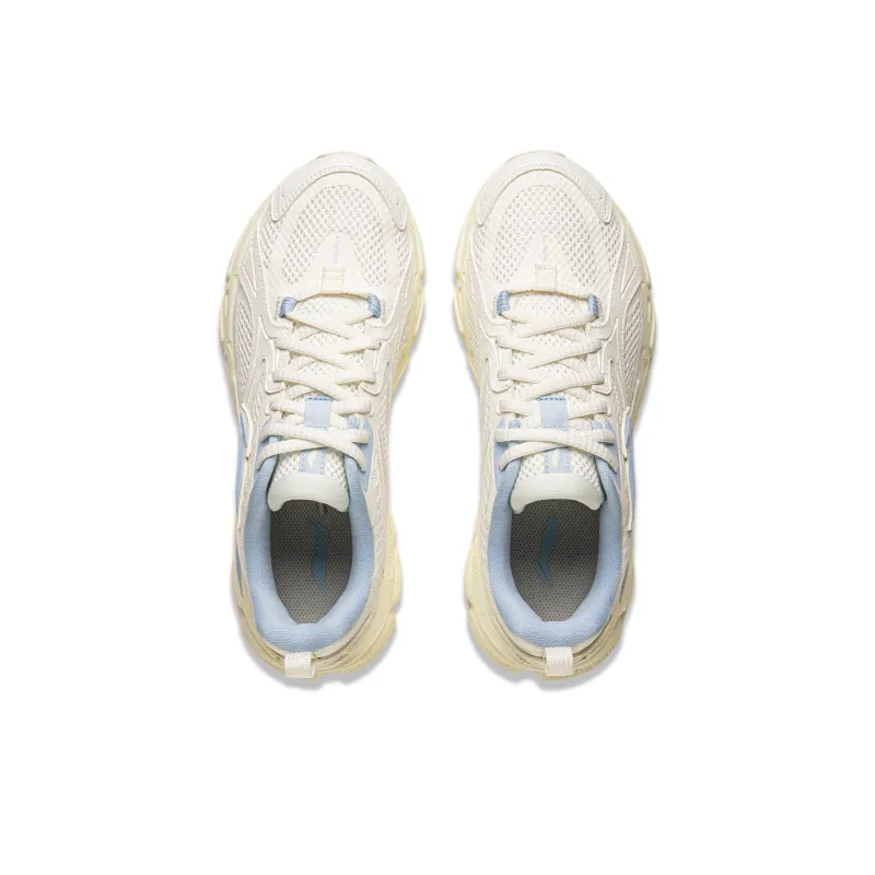 LiNing Getaway Cushioning Lightweight Rebound Low Top Casual Running Shoes Women's Beige Blue-3
