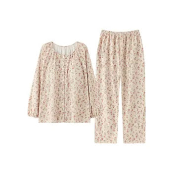 Cotton Gene Pajama Set Women's Beige Yellow
