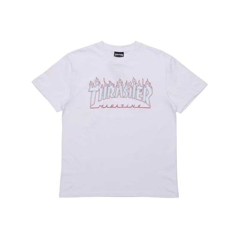 Thrasher Crew Neck Loose Fit Straight Short Sleeved T Shirt Japan Version Unisex White-0