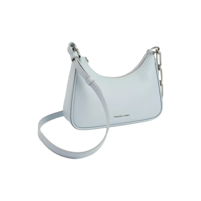 CHARLES&KEITH PU Saddle Bag, Shoulder Bag Women's Sea Salt Blue-2