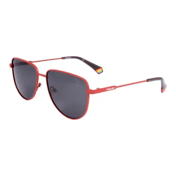 Polaroid Stainless Steel Irregular Shape Sunglasses Unisex Red