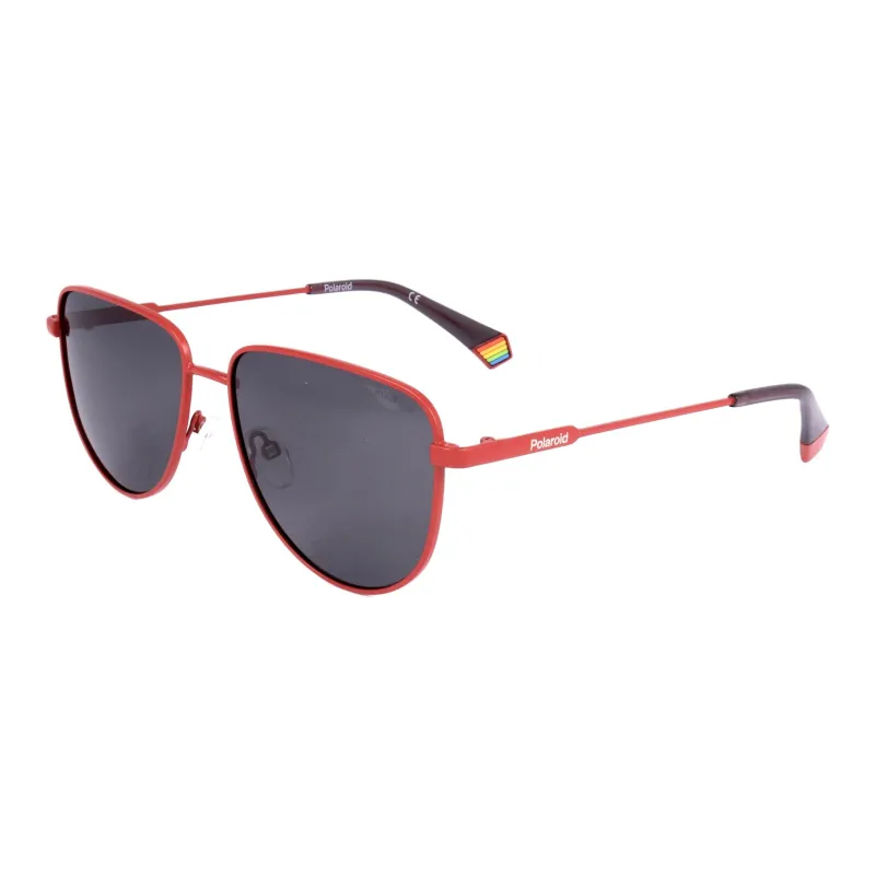 Polaroid Stainless Steel Irregular Shape Sunglasses Unisex Red-0