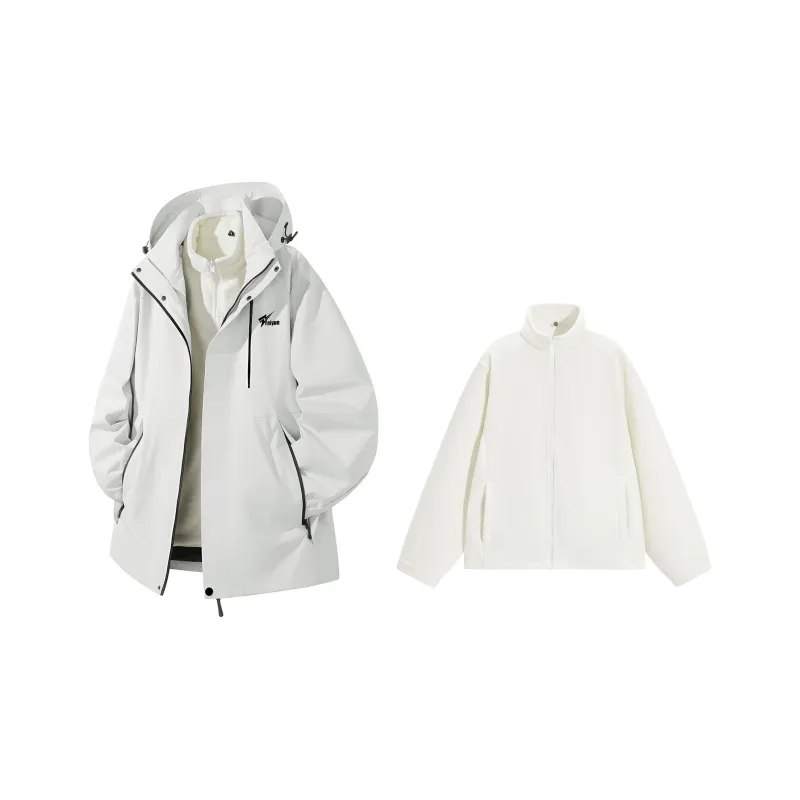 Feiyue Jackets Coats Unisex Glacier White Single Windbreaker Jacket-11