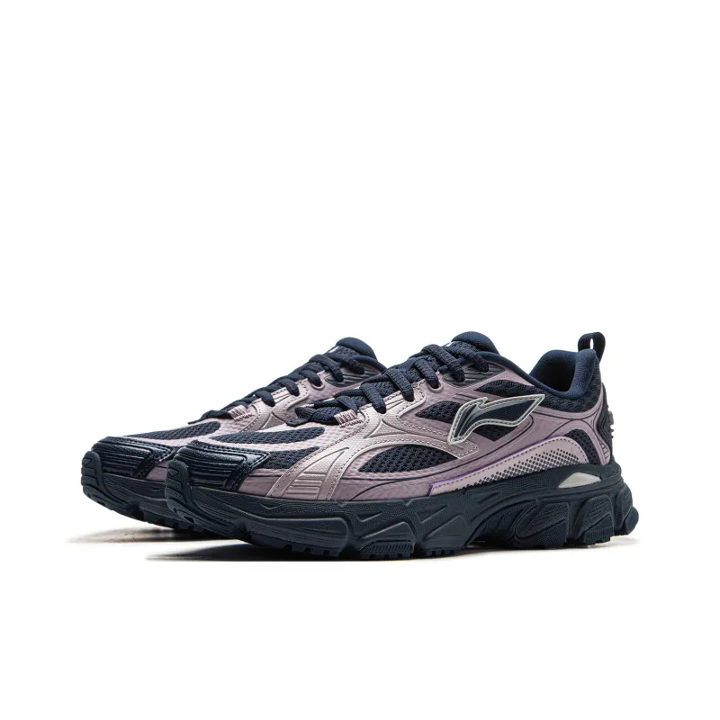 LiNing Getaway Cushioning Lightweight Rebound Low Top Casual Running Shoes Women's Blue Purple-2