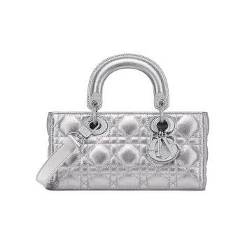 DIOR Lady D Joy Calfskin Lady Dior Bag, One Shoulder Handbag Small Size Women's Silver