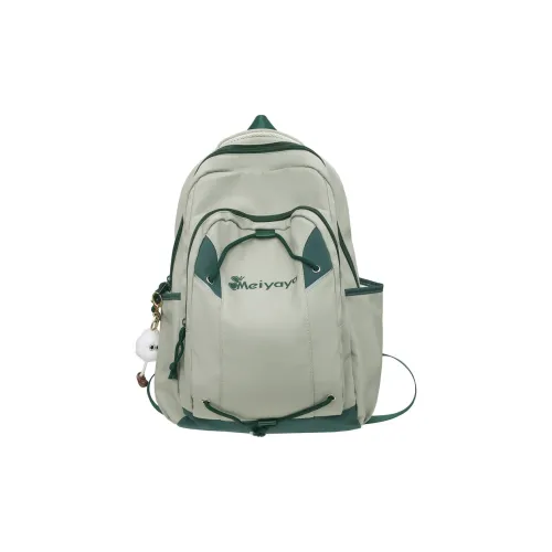 URBAN FOREST Nylon Backpack Regular Unisex Pea Green/Black/Apricot/Light Brown/Light Blue