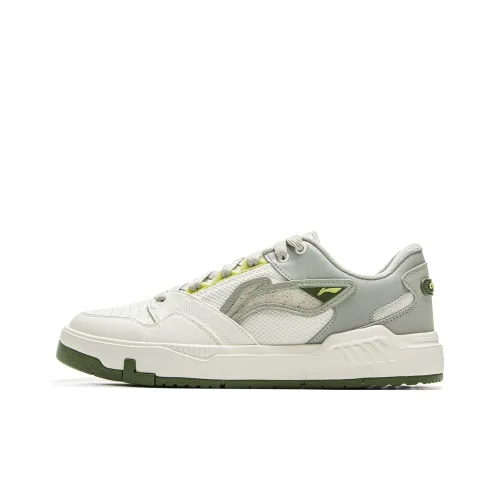 LiNing COMMOM 80s Anti Slip Wear Resistant Low Top Skateboard Shoes Men's White Green