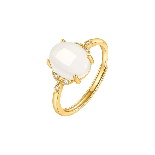 Princess Cui Hetian Jade Rings White Jade Women's